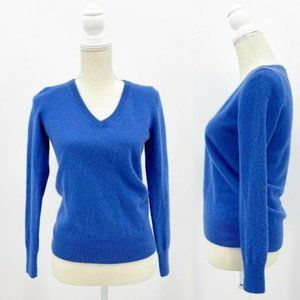 Uniqlo Blue V-Neck 100% Cashmere Sweater Long Sleeve Pullover